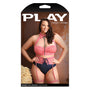 Play Whiskey In A Teacup Costume Collared Halter Top, Garter Belt With Lace-Up Detail, Detachable Garters, Booty Shorts & Bolero Necktie