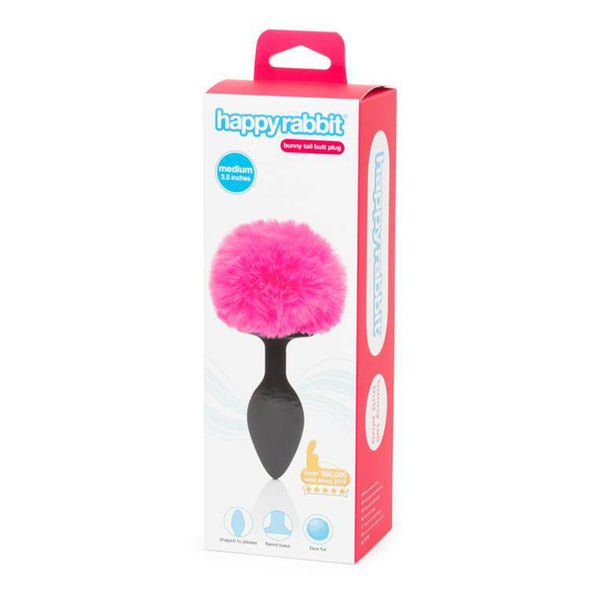 Happy Rabbit Non-Vibrating Butt Plug Medium Black/Pink