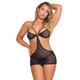 Magic Silk Sassy Cutout Dress & G-String Set Black L/XL