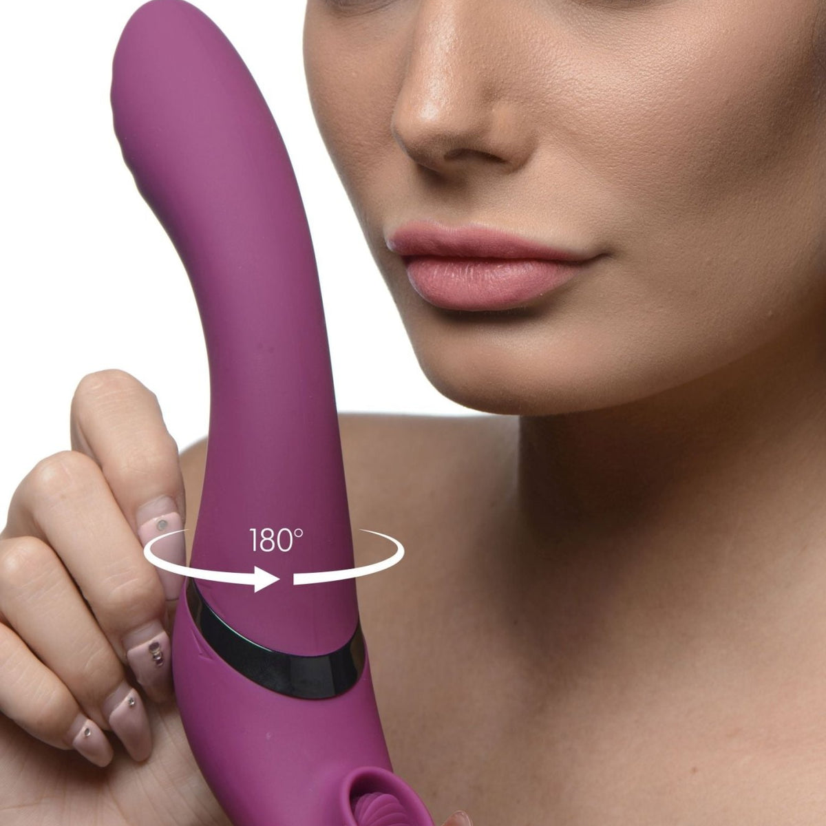 7X 180 Degree Rotating Silicone Swivel Licking Vibrator - Royal Sins