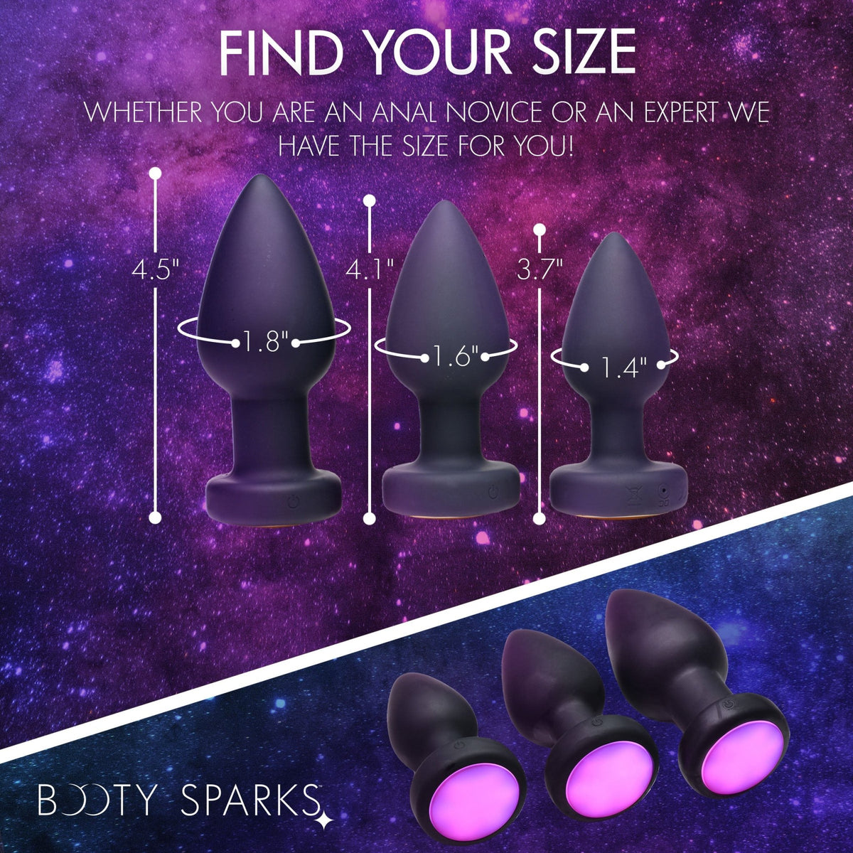 7X Light Up Rechargeable Anal Plug - Large - Royal Sins