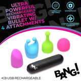 7X Rechargeable Bullet with 4 Attachments - Royal Sins