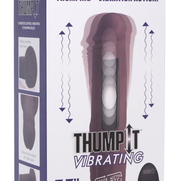 7X Remote Control Vibrating and Thumping Dildo - Dark - Royal Sins