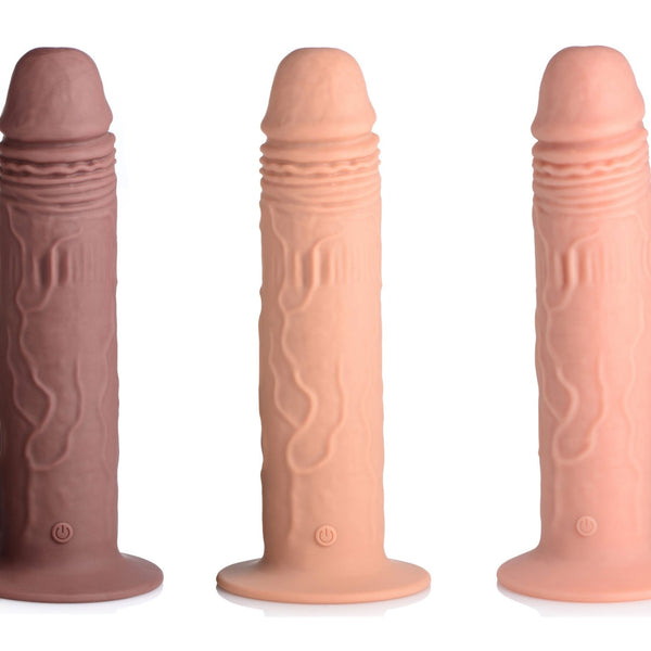 7X Remote Control Vibrating and Thumping Dildo - Medium - Royal Sins