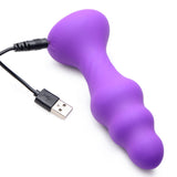 7X Slim Ribbed Thumping Silicone Anal Plug - Royal Sins