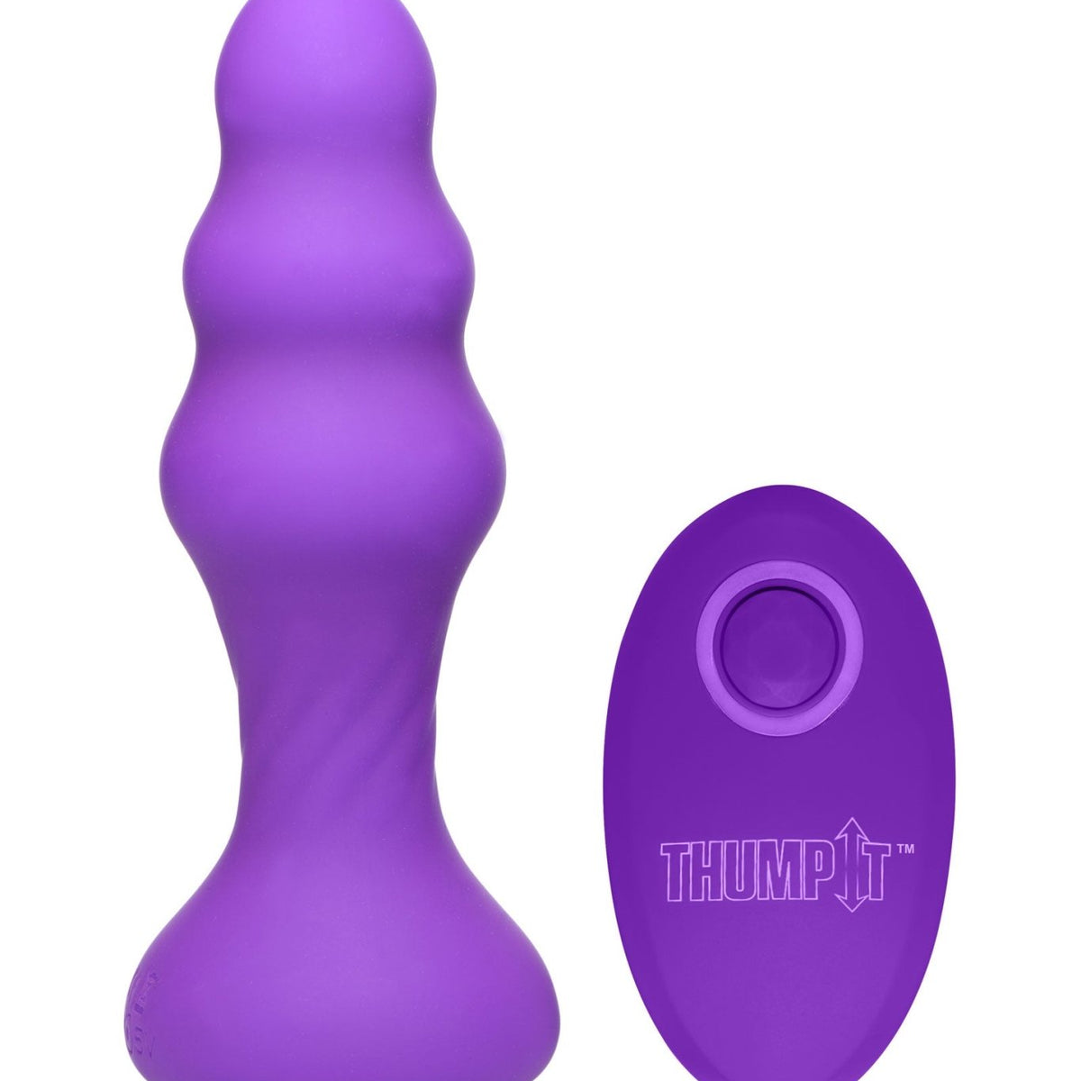 7X Slim Ribbed Thumping Silicone Anal Plug - Royal Sins