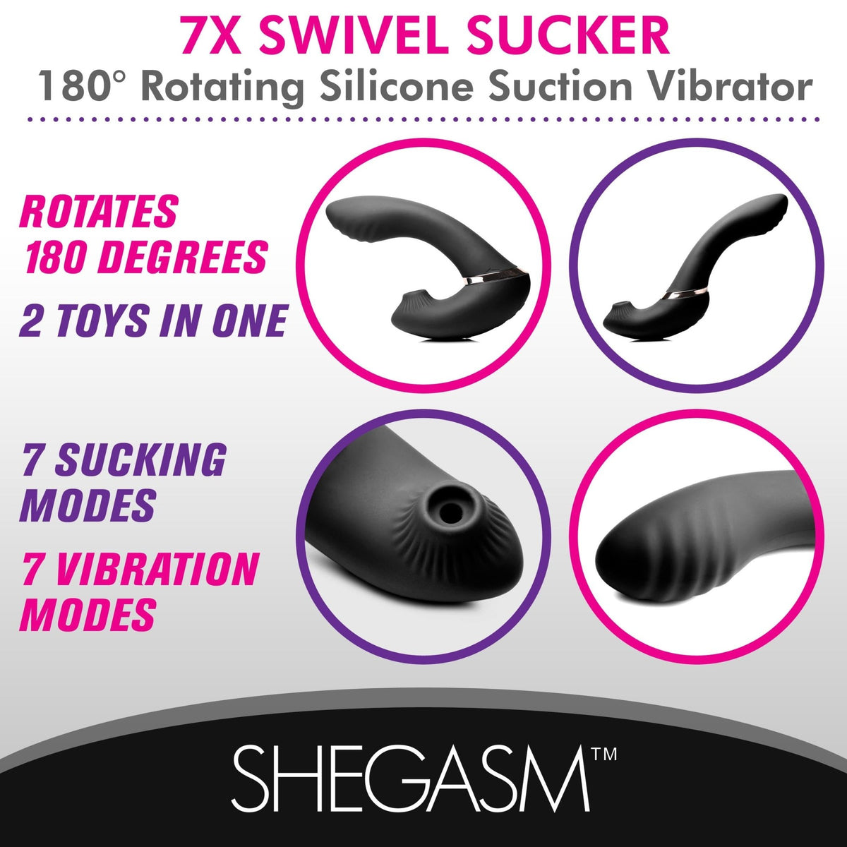 7X Swivel Sucker 180 Rotating Silicone Suction Vibrator - Royal Sins