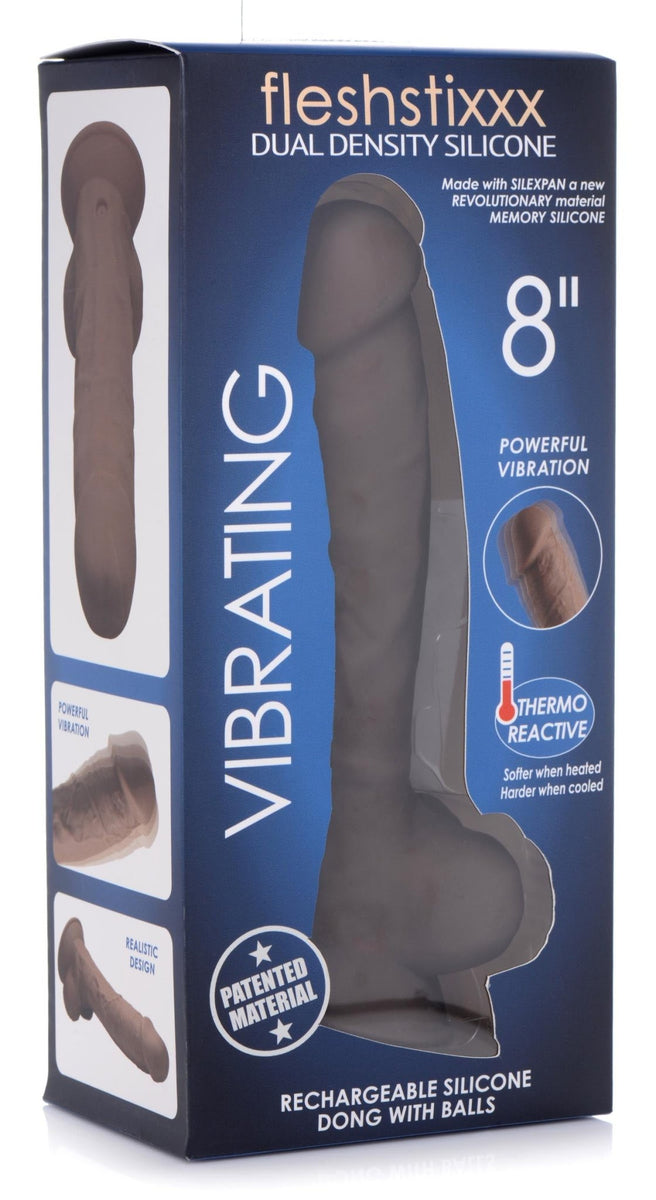 8 Inch Silexpan Hypoallergenic Silicone Vibrating Dildo - Dark - Royal Sins