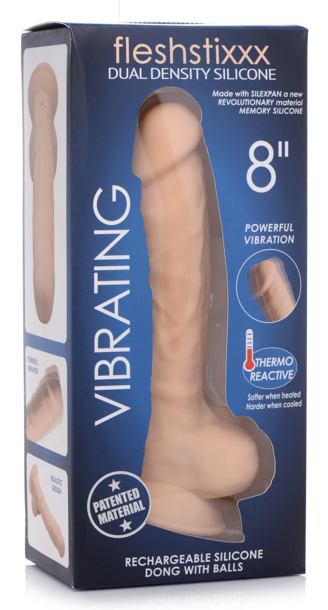 8 Inch Silexpan Hypoallergenic Silicone Vibrating Dildo - Light - Royal Sins