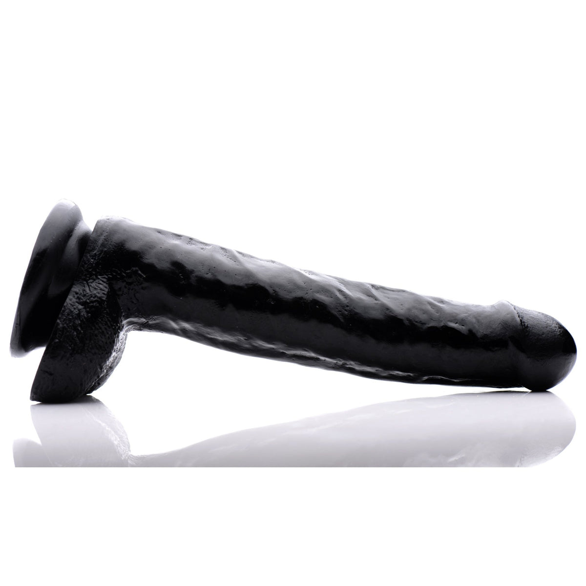 8 Inch Slim Dildo with Balls - Black - Royal Sins