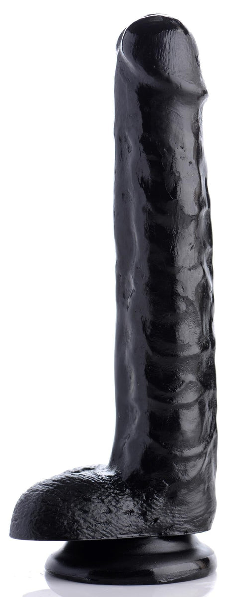 8 Inch Slim Dildo with Balls - Black - Royal Sins