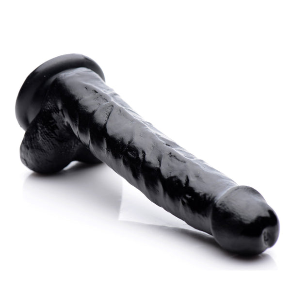 8 Inch Slim Dildo with Balls - Black - Royal Sins