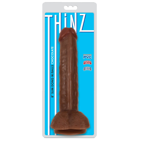 8 Inch Slim Dildo with Balls - Dark - Royal Sins