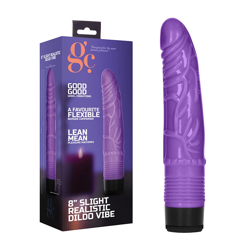 8" Slight Realistic Dildo Vibe Purple - Royal Sins