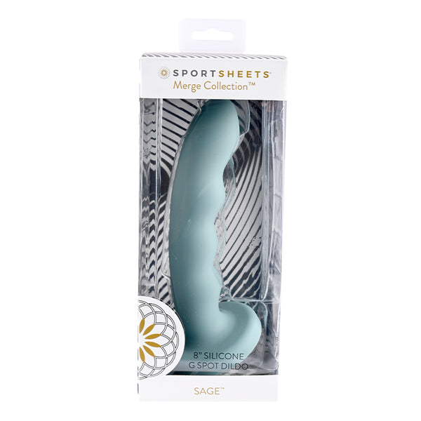 Sportsheets Merge Collection Sage 8 in. Silicone G-Spot Dildo with Suction Cup Green