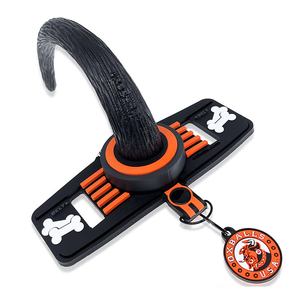 OxBalls Tail Handler Belt Strap With Pup Tail Silicone/PVC Orange
