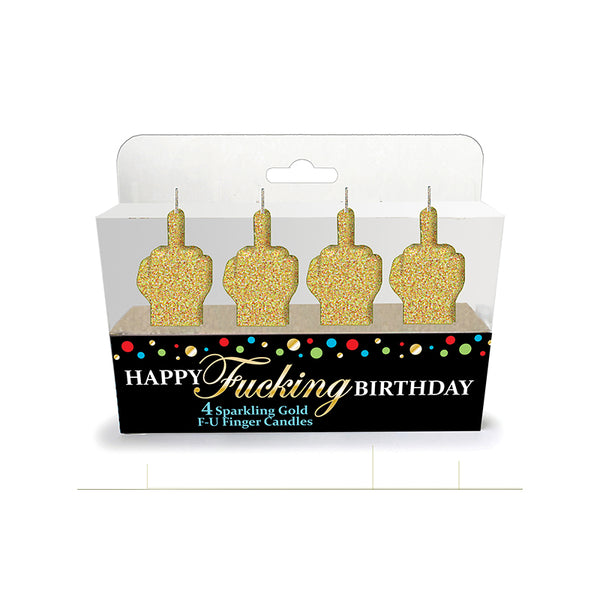 Happy Fucking Birthday Glitter Middle Finger Candles 4-Pack