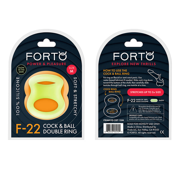 Forto F-22 Liquid Silicone Cock & Ball D-Ring Medium Glow