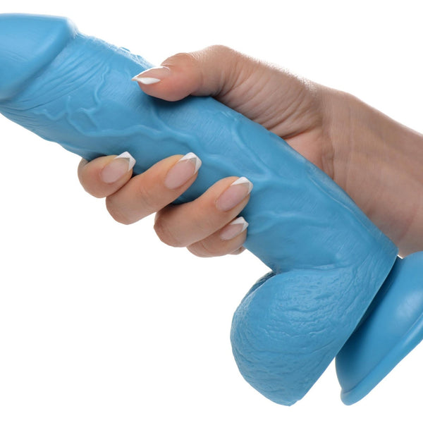 8.25 Inch Dildo with Balls - Blue - Royal Sins