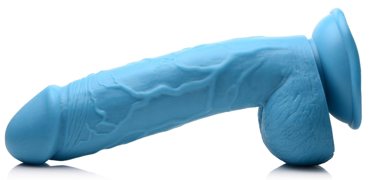 8.25 Inch Dildo with Balls - Blue - Royal Sins