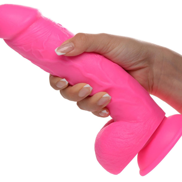 8.25 Inch Dildo with Balls - Pink - Royal Sins