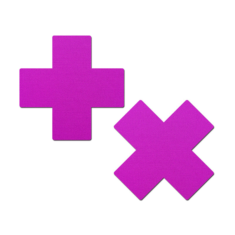 Pastease Plus X: Neon Purple Cross Nipple Pasties