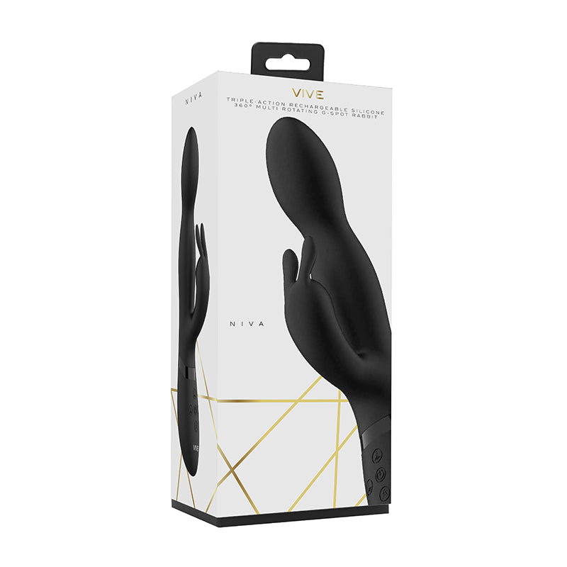 VIVE NIVA Rechargeable 360? Rotating Silicone Rabbit Vibrator Black