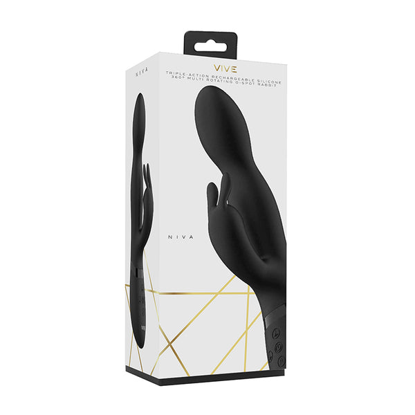 VIVE NIVA Rechargeable 360? Rotating Silicone Rabbit Vibrator Black