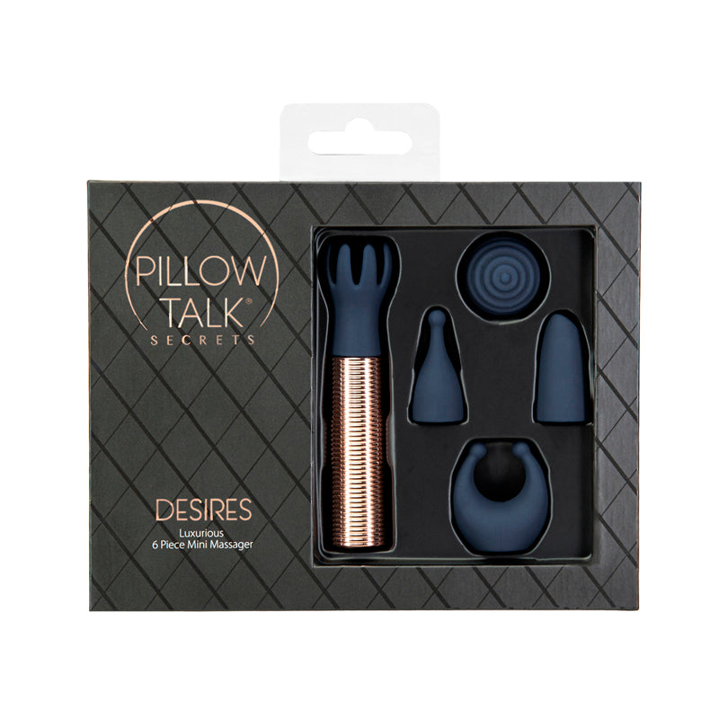 Pillow Talk Secrets Desires 6-Piece Silicone Mini Massager Set Navy