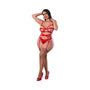 Magic Silk Holidaze Open Strap Bra, Garter and Panty Set Red Queen Size