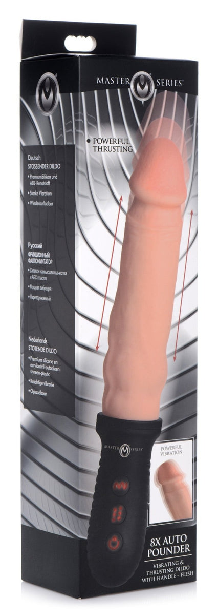 8X Auto Pounder Vibrating and Thrusting Dildo with Handle - Beige - Royal Sins