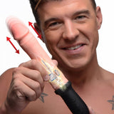 8X Auto Pounder Vibrating and Thrusting Dildo with Handle - Beige - Royal Sins