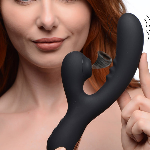 8X Silicone Suction Rabbit - Black - Royal Sins