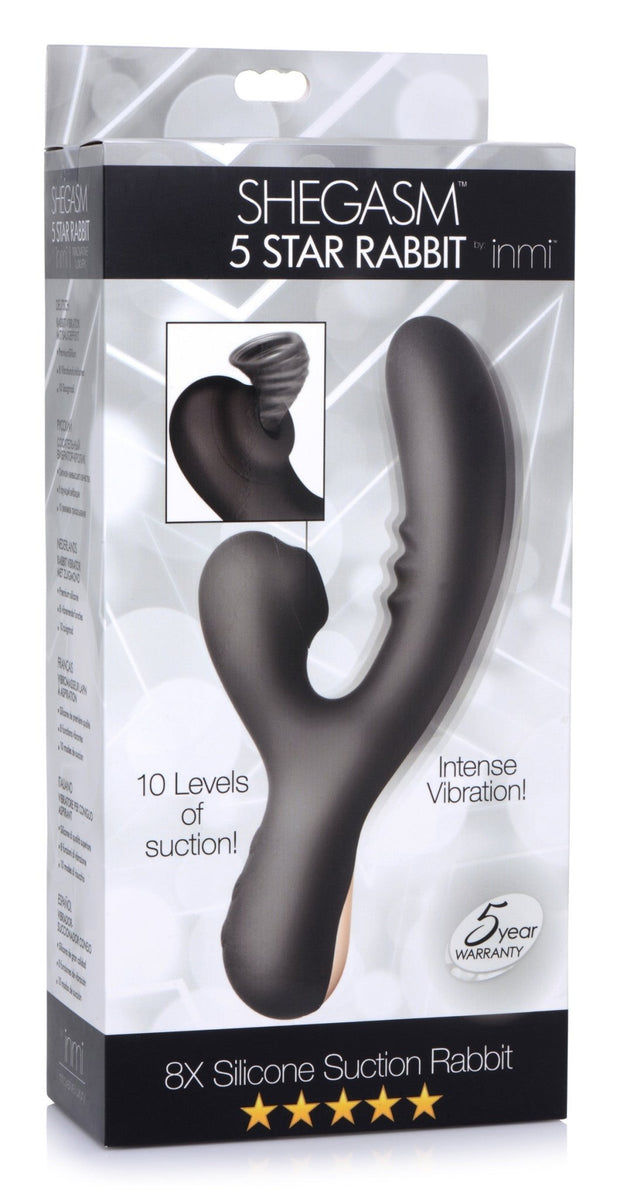 8X Silicone Suction Rabbit - Black - Royal Sins