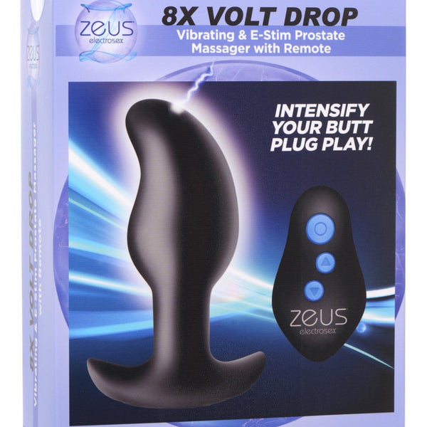 8X Volt Drop Vibrating and E - Stim Silicone Prostate Massager with Remote - Royal Sins