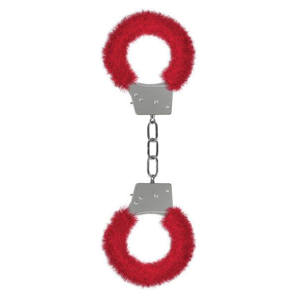 Shots Ouch! Beginner's Furry Handcuffs - Red