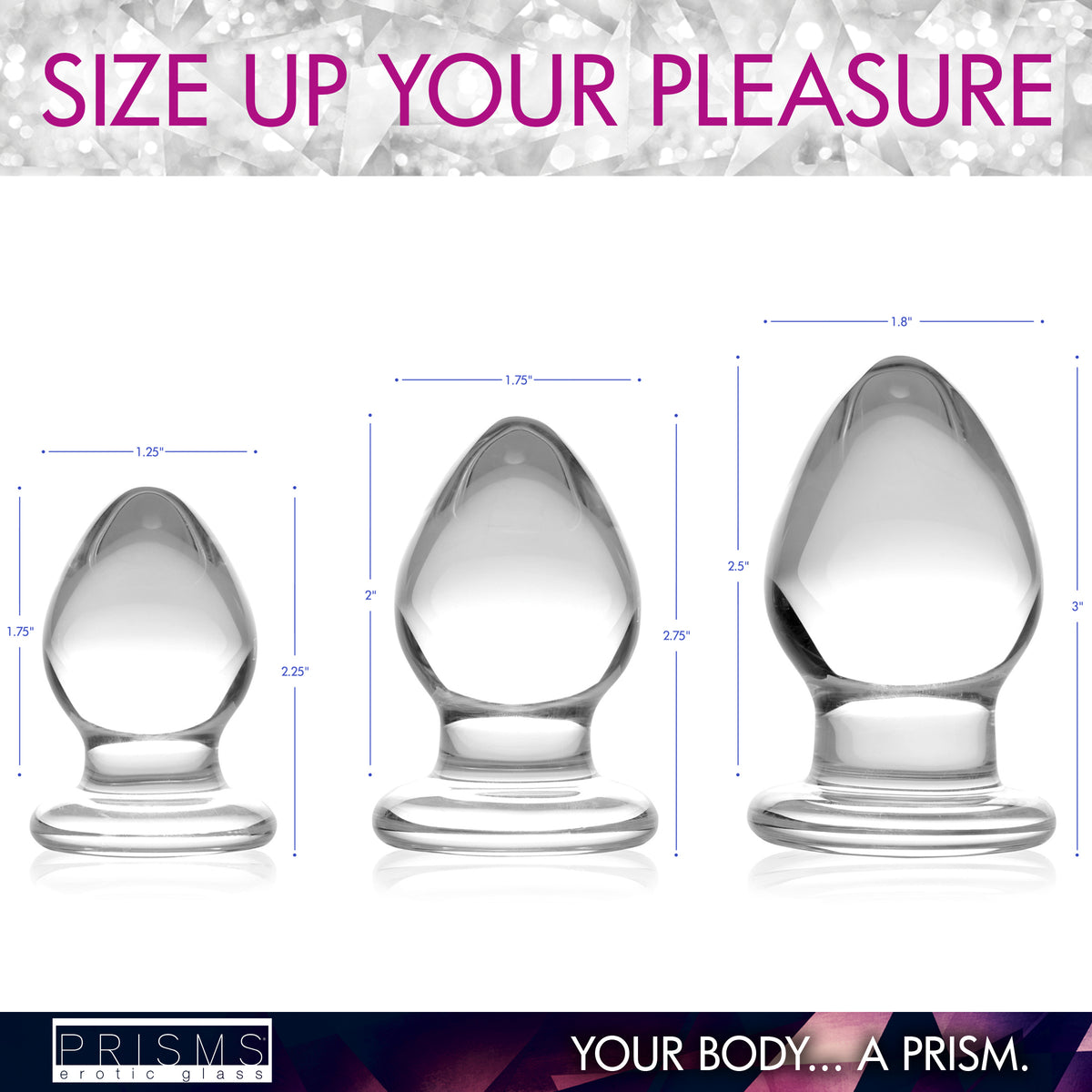 Triplets 3 Piece Glass Anal Plug Kit