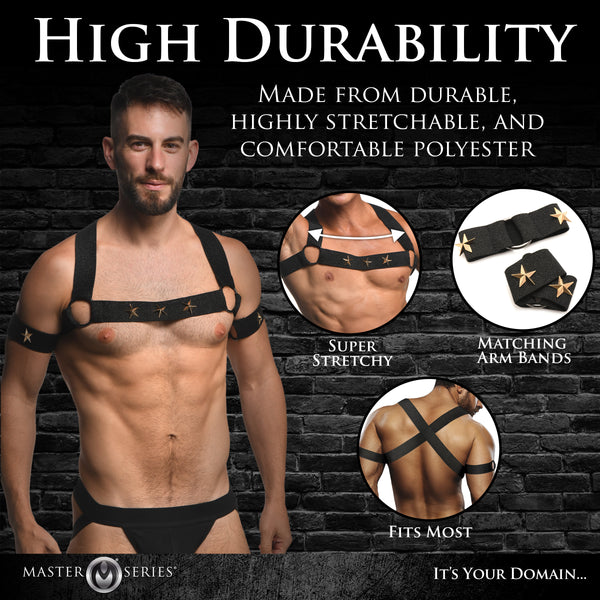 Rave Harness Elastic Chest Harness with Arm Bands - L/XL