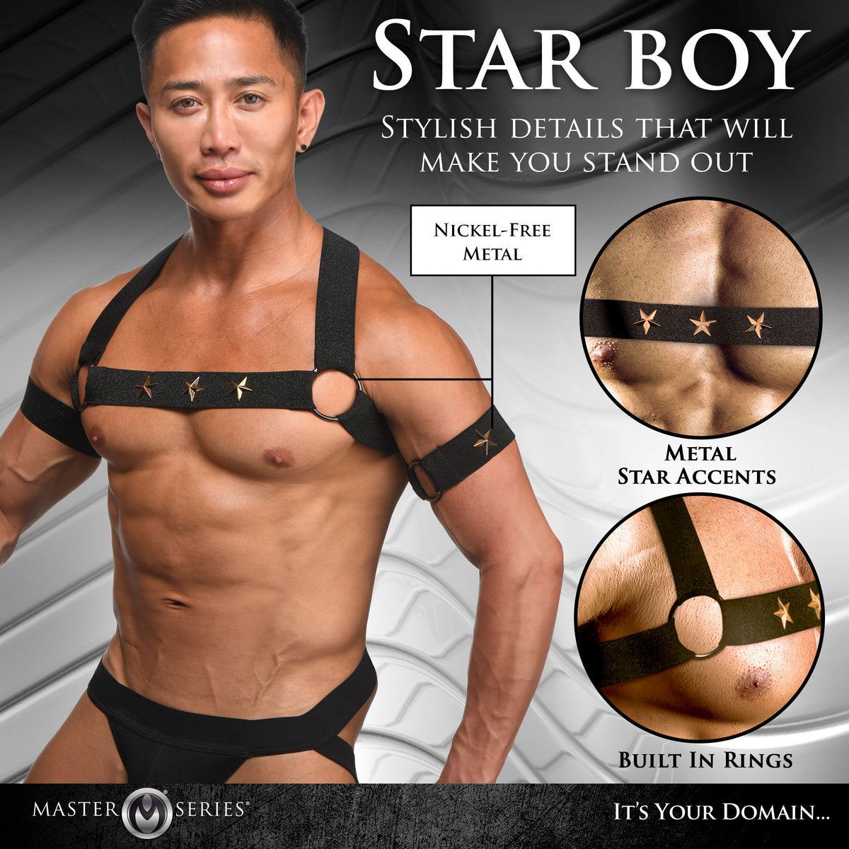 Rave Harness Elastic Chest Harness with Arm Bands - L/XL