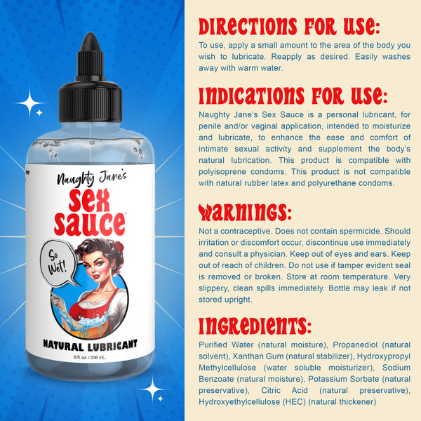 Naughty Jane's Sex Sauce Natural Lubricant - 8oz