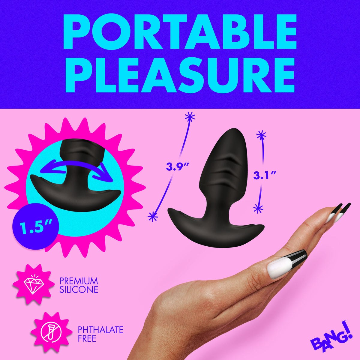 Rotating and Vibrating Silicone Butt Plug - Black