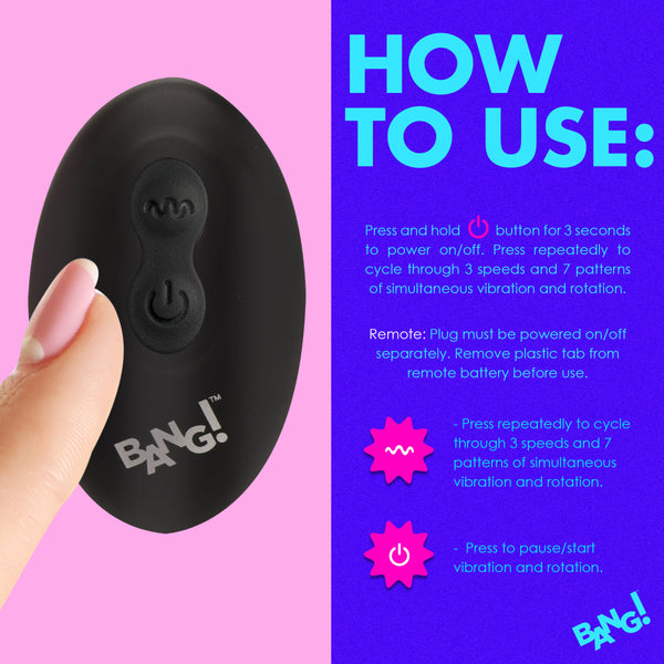 Rotating and Vibrating Silicone Butt Plug - Black