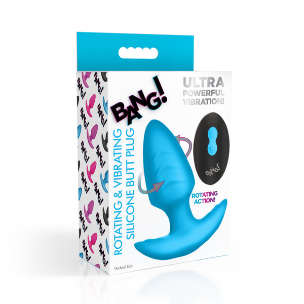 Rotating and Vibrating Silicone Butt Plug - Blue