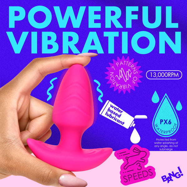 Rotating and Vibrating Silicone Butt Plug - Pink