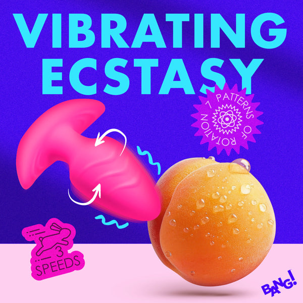 Rotating and Vibrating Silicone Butt Plug - Pink