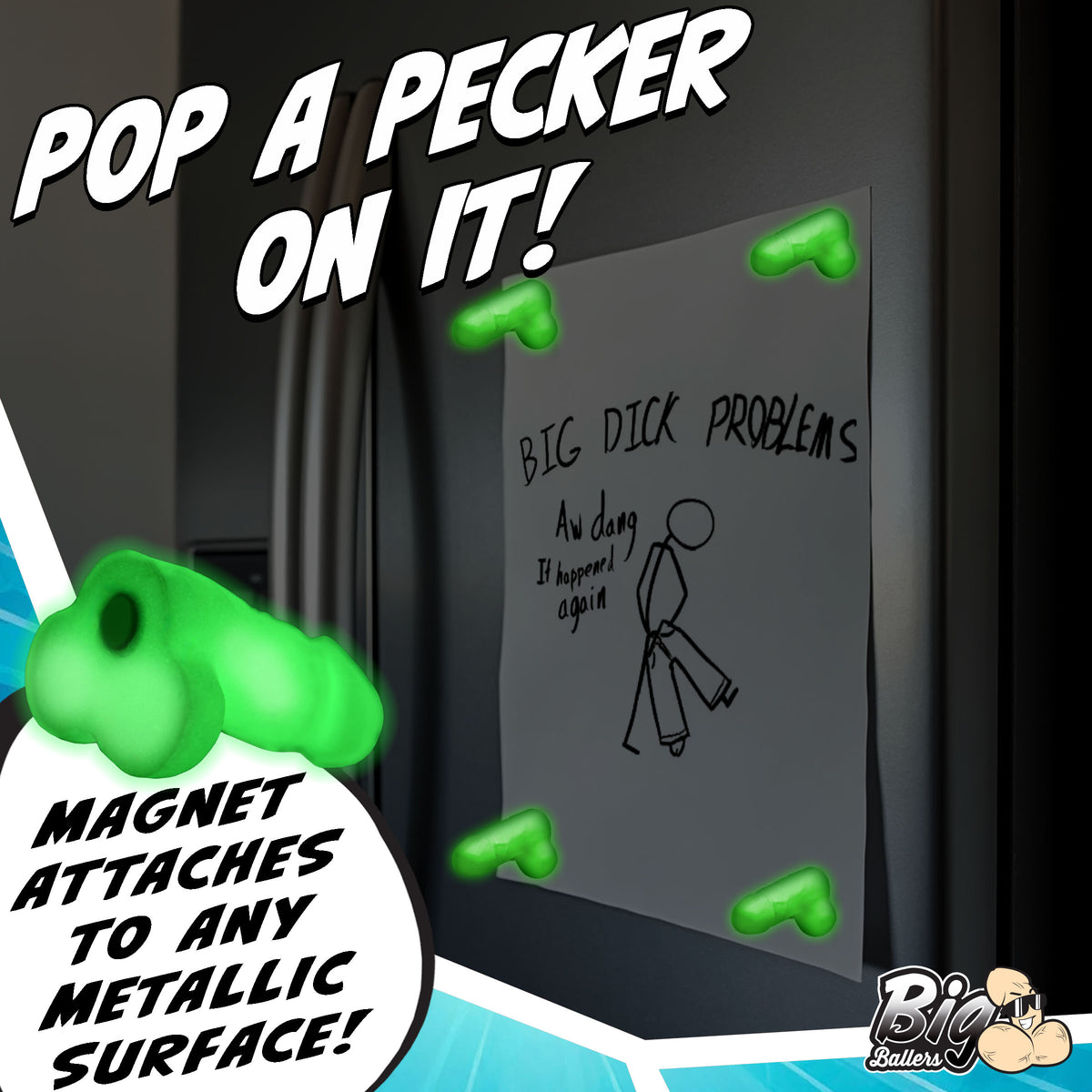 Glow-In-The-Dark Magnetic Snap-on Peckers