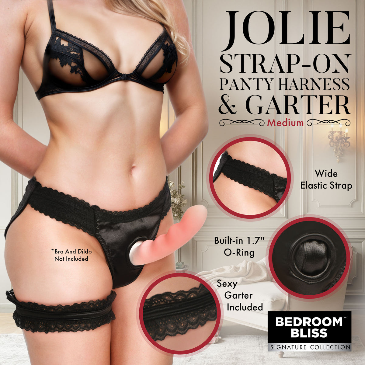 Jolie Strap-On Panty Harness & Garter - Medium
