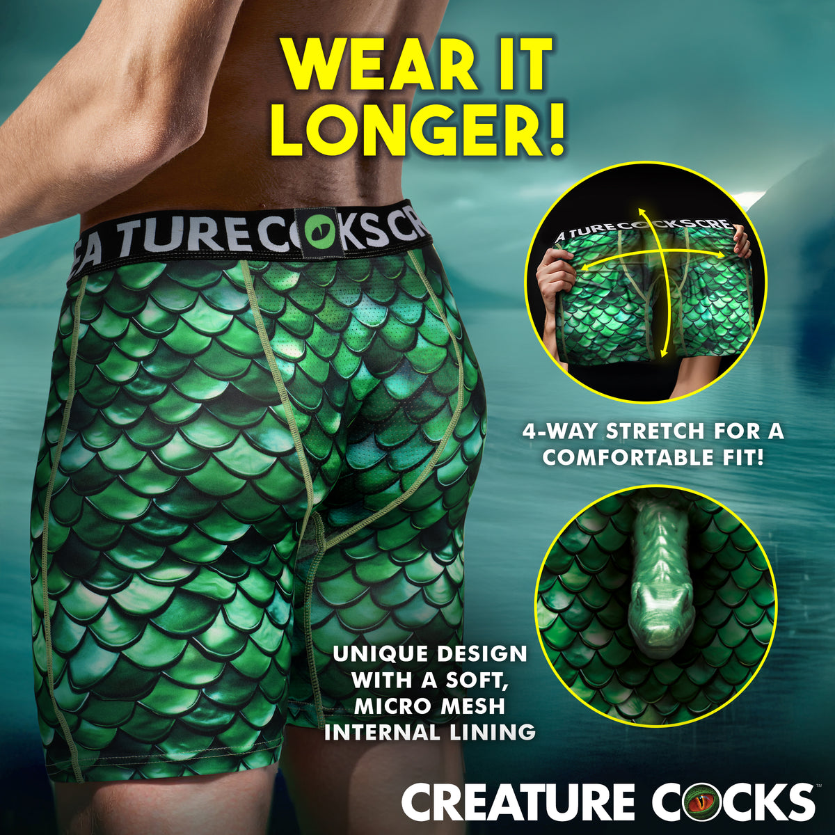 Creature Wear Cockness Monster Lake Creature Boxer Shorts - Small