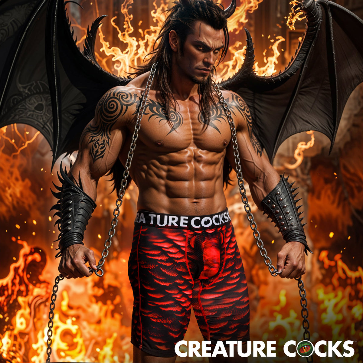 Creature Wear Horny Devil Demon Boxer Shorts - Large