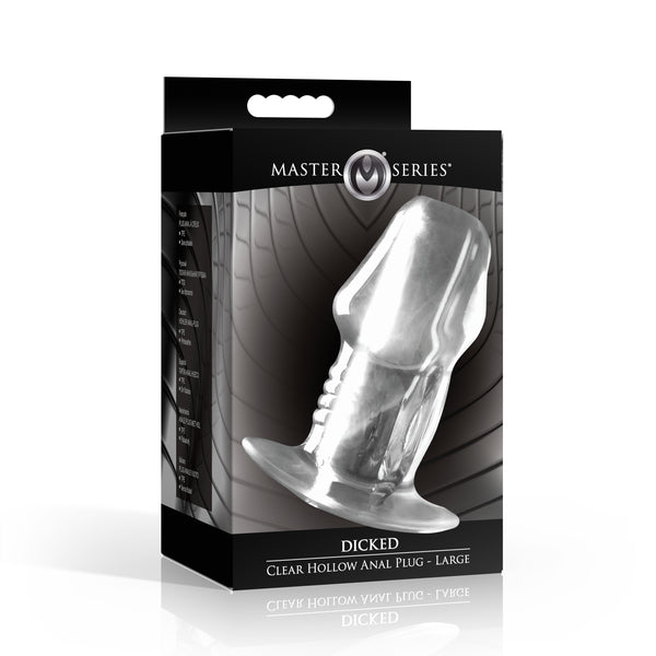 Dicked Clear Hollow Anal Plug - Large